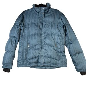 Down & Feather Filled Columbia Puffer Winter Ski Coat Jacket Blue Large Warm!